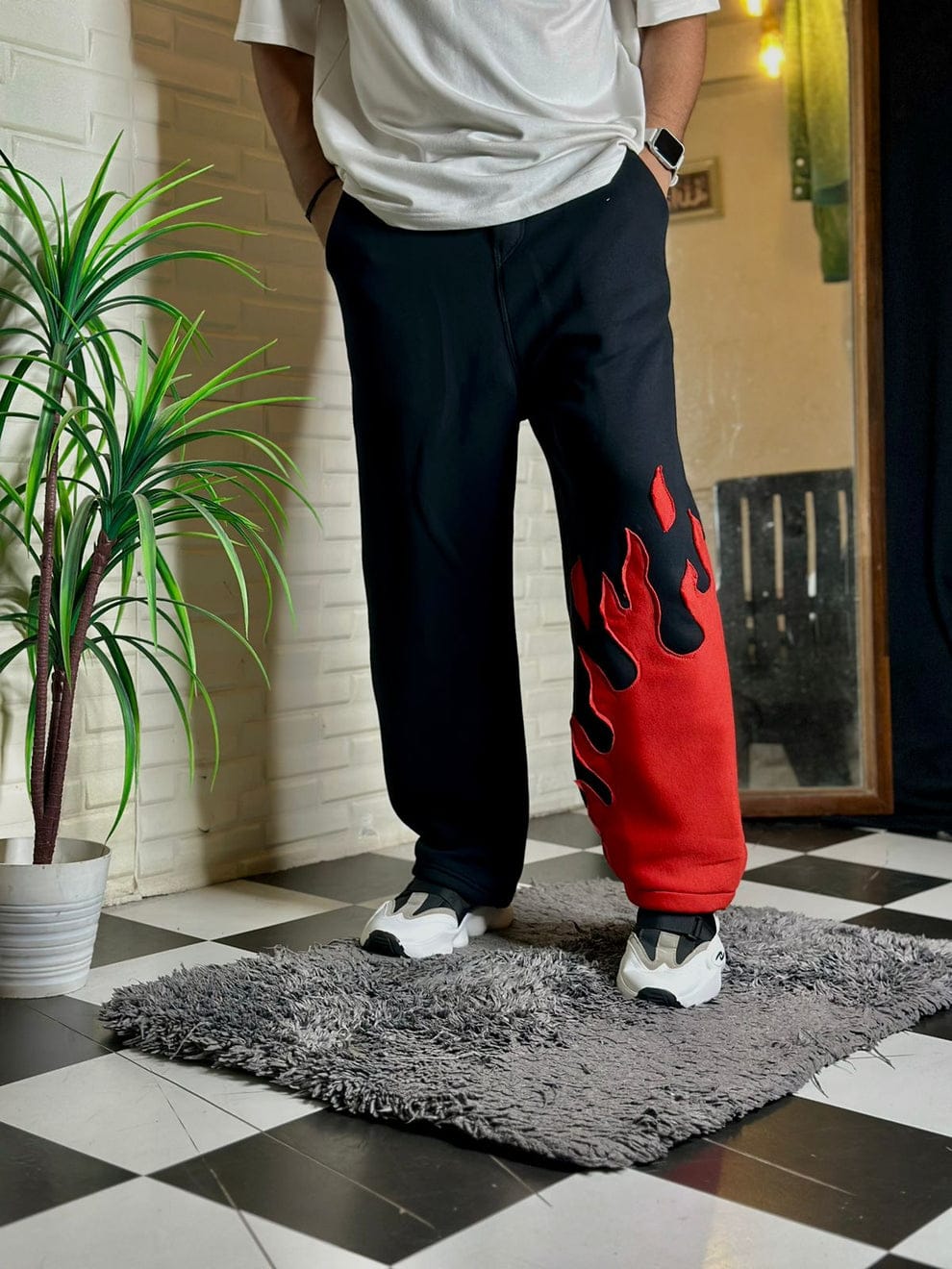 Red Flame Baggy Pant – Bold Oversized Fit