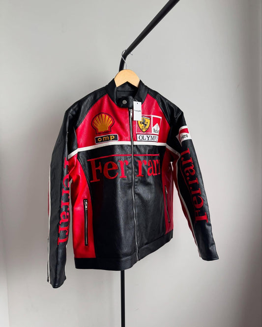 Ferrari Leather Racing Jacket – Scuderia F1 Edition | Street Wears