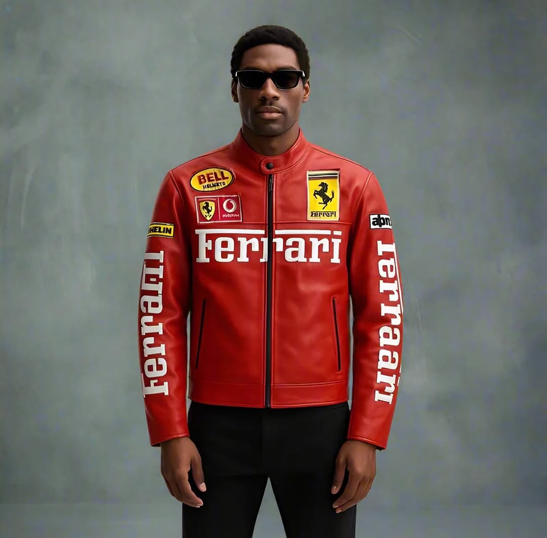 Red Ferrari jacket leather
