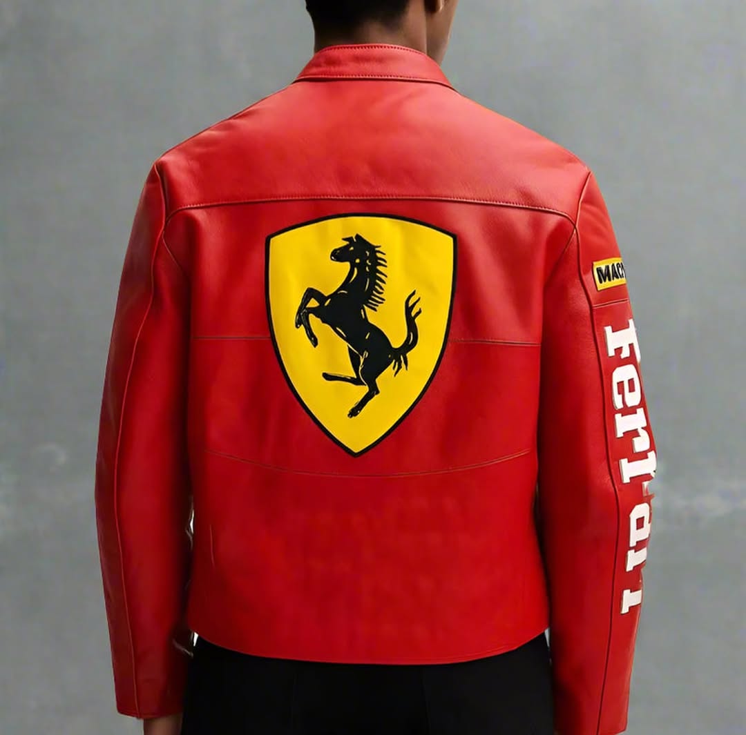 Red Ferrari jacket leather