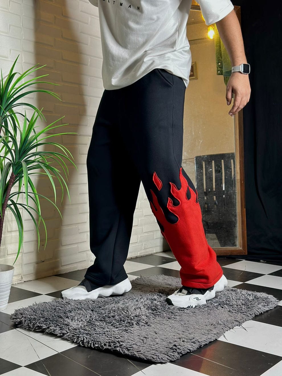 Red Flame Baggy Pant – Bold Oversized Fit