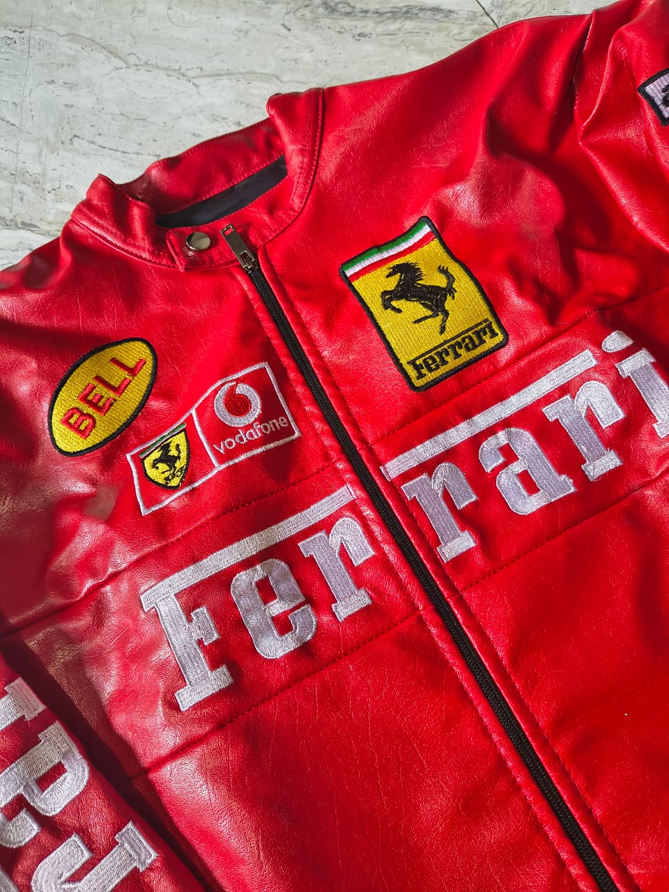 Red Ferrari jacket leather