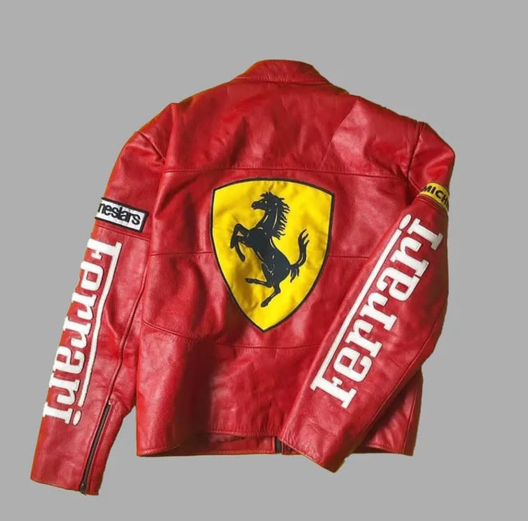 Red Ferrari jacket leather
